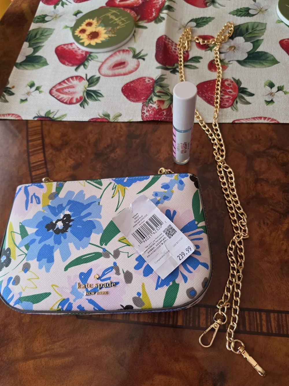 🌸 NWT Kate Spade Floral Crossbody + Amina Lip Gloss 💙✨